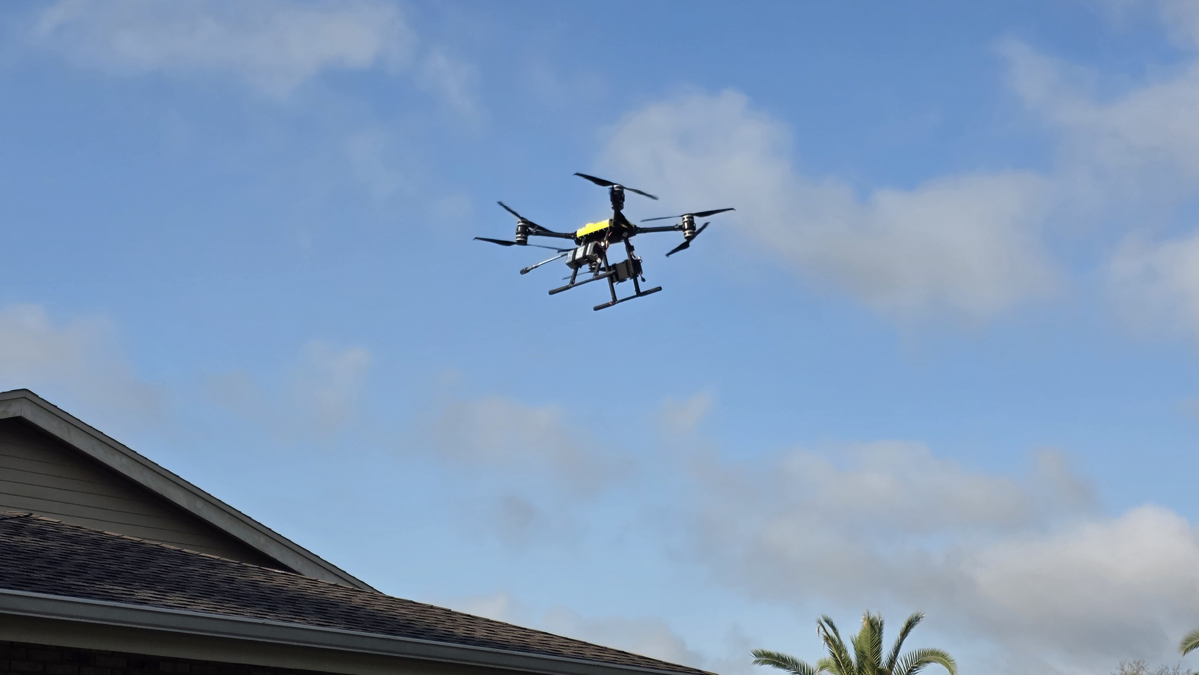 3LM aerial soft wash drone flying in Orlando